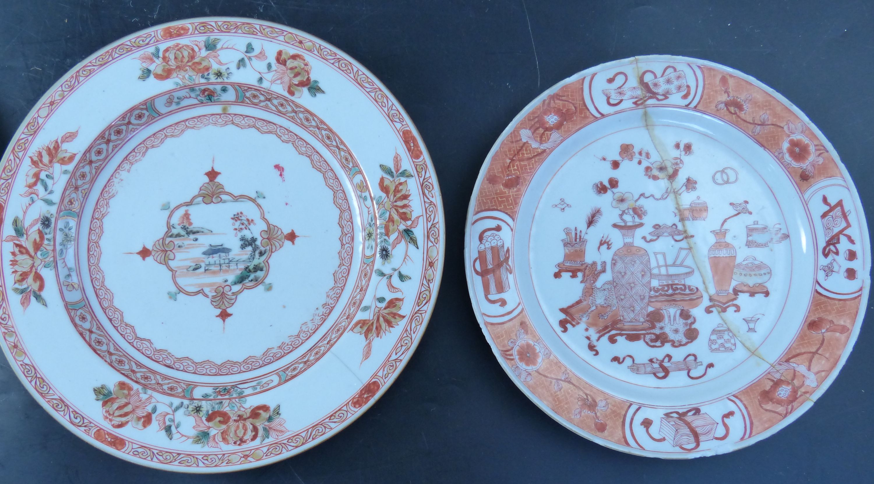 A group of eight assorted Qianlong plates and dishes, largest 39cm (a.f.)
